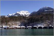 In den Bootshusern sind die 17 Schiffe der Knigssee-Schifffahrt untergebracht. 18.01.2012