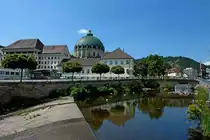 St.Blasien im Schwarzwald, Blick �ber das Fl��chen Alb zum Dom und Kloster, Aug.2011
