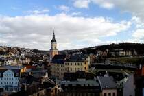 Ein schner Blick auf die Stadt Greiz. Stadtkirche im Vordergrund. Foto am 20.02.2012