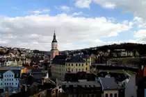 Ein sch�ner Blick auf die Stadt Greiz. Stadtkirche im Vordergrund. Foto am 20.02.2012