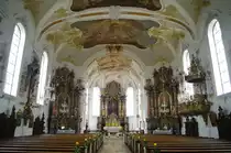 Gro�aitingen, St. Nikolaus Kirche, Stuck von Franz Xaver Feichtmayr, Fresken von 
Balthasar Riepp, Alt�re und Kanzel von Dominikus Bergm�ller, Kreis Augsburg (10.07.2011) 