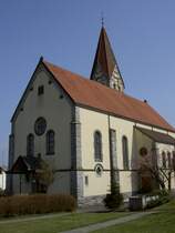 Wohlenschwil, neue St. Leodegar Kirche, erbaut von 1907 bis 1908 im neuromanischen 
Stil (25.03.2012)