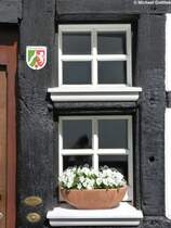 Essen-Kettwig - Detail eines alten Fachwerkhauses in der Kaiserstrae (April 2012)