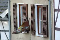 Essen-Kettwig - dieser alte Schuh weist auf ein Schuhgesch�ft in der Altstadt hin (April 2012)