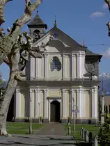 Locarno, San Giovanni Battista Kirche im Stadtteil Solduno, erbaut von 1778 bis 
1789, Barockbau (09.04.2012)