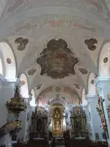 Cham, St. Jakob Kirche, Fresken und Stuck von Johann und Otto Gebhard, neubarocke
Ausstattung von 1894 (22.04.2012)