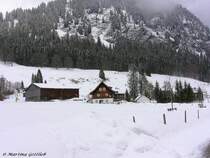 Rohrmoos noch im Schnee - fast schon ein Schwarz-Wei�-Bild (Oberallg�u - Ostern 2004)