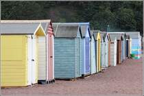 Teignmouth, Badeschuppen am Strand. 28.05.2012