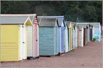 Teignmouth, Badeschuppen am Strand. 28.05.2012