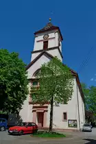 Kandern, die evangelische Kirche, im Weinbrennerstil erbaut von seinem Sch�ler Christoph Arnold von 1825-27, Mai 2012