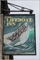 St. Ives, Wirtshausschild der Lifeboat Inn. 02.06.2012