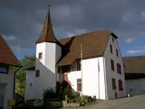 Schl�sschen von Oeschgen, erbaut von 1597 bis 1598 als Sitz der Herren von Sch�nau, 
heute Gemeindehaus, Bezirk Laufenburg (21.07.2012)