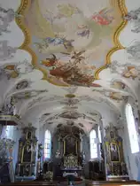 Fischach, St. Michael Kirche, Alt�re und Deckengem�lde von 1753 (23.07.2012)