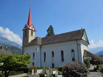 Weggis, St. Maria Kirche, erbaut von 1886 bis 1888, Turm erbaut 1471 (11.08.2012)