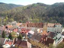 Burg Loket (Elbogen)am 27.4.2012. Blick vom Burg Turm