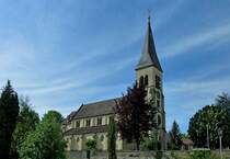 Eschbach im Markgrflerland, die katholische Kirche St.Agnes von 1888, Juli 2012