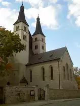 Nordhausen, Dom zum Hl. Kreuz, T�rme und Chor, erbaut im 12. Jahrhundert (29.09.2012)