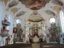 Denklingen, St. Michael Kirche, erbaut ab 1765, Altre von Johann Richard Eberhard, 
Stuck von Ignaz Finsterwalder, Kreis Landsberg (03.10.2012)