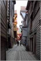 Bergen. In den Gngen des ehemaligen Hanseviertels Bryggen. 26.09.2012