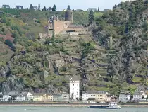 Burg-KATZ, wurde im Zeitraum von 1360�1371 von den Grafen von Katzenelnbogen erbaut, und thront �ber der Loreleystadt St.Goarshausen; 120829