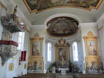 Baindlkirch, an die Wand gemalte Altre der St. Martin Kirche (12.08.2012)