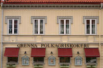 Die schwedische Stadt Grnna ist bekannt fr die Herstellung von Zuckerstangen (Polkagris). Im Bild zusehen eine  Polkagriskokeri  in der die traditionell rot-weien Zuckerstangen hergestellt werden. Die Aufnahme entstand am 20.08.2008.