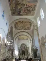 Huysburg, sp�tbarocke Alt�re der Klosterkirche, Deckengem�lde von 1815, Hochaltar 
von 1787 von Bildhauer Stubenitzky (01.10.2012)