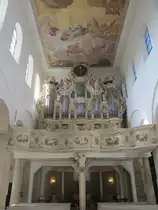 Huysburg, Orgel der Klosterkirche, erbaut 1760 durch Orgelbauer Adolar Papenius, 
Prospekt von Bildhauer Bartholdi (01.10.2012)