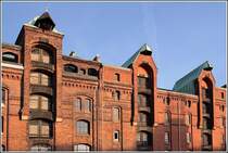 Giebel von Lagerh�usern in der Hamburger Speicherstadt. Aufnahmedatum: 02.12.2005