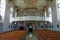 Seekirch, Blick zur Orgelempore in der Pfarrkirche Maria Himmelfahrt, Aug.2012