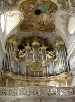 Amorbach, Orgelempore der Abteikirche, erbaut von 1742 bis 1745 durch Valentin Schick und Franz H�ffelein (13.09.2007)