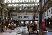Billingsgate Market wurde bis 1982 noch als Fischmarkt genutzt. Danach wurden die Hallen in ein Veranstaltungszentrum umgewandelt. Scan eines Dias vom Sommer 1977.