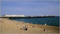 Brighton. Der Brighton Marina und Palace Pier wurde Ende des 19. Jahrhunderts errichtet und im Jahr 2000 in Brighton Pier umbenannt. Hier ist er auf einer Aufnahme vom Sommer 1987 zu sehen. Scan vom Dia.