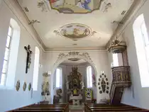 Herlazhofen, Altar und Kanzel der St. Stephanus Kirche (14.03.2012)