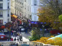 Frankreich, Paris 18e, Montmartre, Place Saint Pierre und rue de Steinkerque von der S�dseite des Sacr� Coeur aus gesehen, 04.11.2011