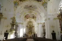 Sch�ftlarn, Alt�re und Kanzel der St. Dionysius Klosterkirche, Stuck von Johann Baptist Zimmermann, Alt�re von Johann Baptist Straub (10.02.2013)