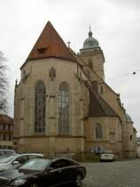 Nrtingen, Ev. Stadtkirche St. Laurentius, sptgotische dreischiffige Hallenkirche 
(17.02.2013)