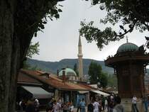 Blick auf den Marktplatz in Sarajevo der Hauptstadt von Bosnien - Herzegowina
am 22.5.2011. Dieses Viertel in Sarajevo heit Bakschaschia und ist wirklich
sehenswert.