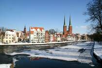 Blick ber die Obertrave zum Lbecker Dom; 15.03.2013