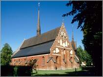Sderkping. Die St.-Laurentius-Kirche wurde um 1300 erbaut.
Scan eines Dias vom Sptsommer 1988.
