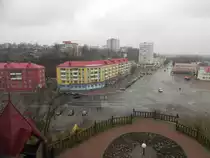 Blick von der alten Festung aus auf das Stadtzentrum von Mosyr am extrem tr�ben 08. April 2012. Mosyr liegt im S�den von Wei�russland nahe an der radioaktiven Sperrzone. 