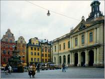 Stockholm, Stortorget mit dem Gebude der Brse.
Scan eines Dias vom Sptsommer 1988.