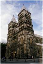 Lund. Der Dom wurde zu Beginn des 12. Jahrhunderts errichtet. Er ist der lteste Dom Skandinaviens.
Scan eines Dias vom Sptsommer 1988. 