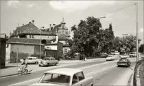 <U>Konstanz Anfang der 70er Jahre.</U> Blick Richtung s�dlicher Br�ckenkopf. Links das Notariat und hinterm Baum der B�rengraben.