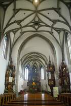 Haslach an der Mhl, neogotische Ausstattung der St. Nikolaus Kirche (06.04.2013)