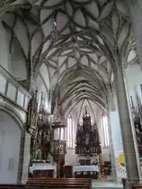 K�nigswiesen, Marienkirche, Hochalter und Schlingrippengew�lbe (04.05.2013)