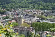 Am 18.05.2013 Blick vom Schlo�berg auf die Oberwiehre. Im Mittelpunkt Freiburgs Brauerei Ganter.