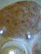 Avolsheim, die noch erhaltenen Fresken aus dem 12.Jahrhundert in der Kuppel von St.Ulrich, einzigartig im Elsa�, Mai 2013