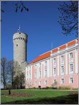 Tallinn. Der 'Lange Hermann' ist einer der ursprnglichen Ecktrme des Schlosses und wurde im 14. Jahrhundert errichtet. 16.05.2013