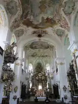 Wemding, Rokoko Ausstattung der Wallf. Kirche Maria Br�nnlein, Gnadenaltar von 1756, Kanzel von F. Anton Anwander, Deckenfresken von Johann Zimmermann (16.06.2013)